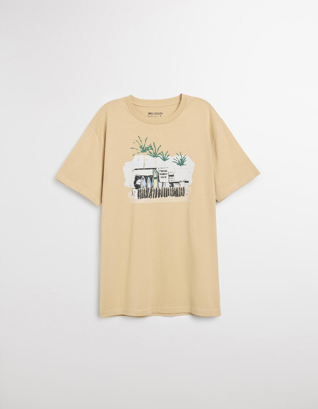 T-shirt Jersey Print, Homem, Bege Claro 