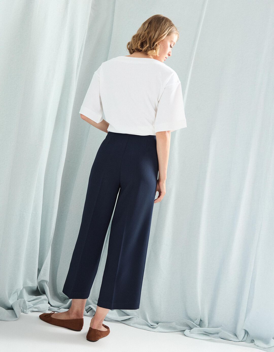 Calças Culotte, Mulher, Azul