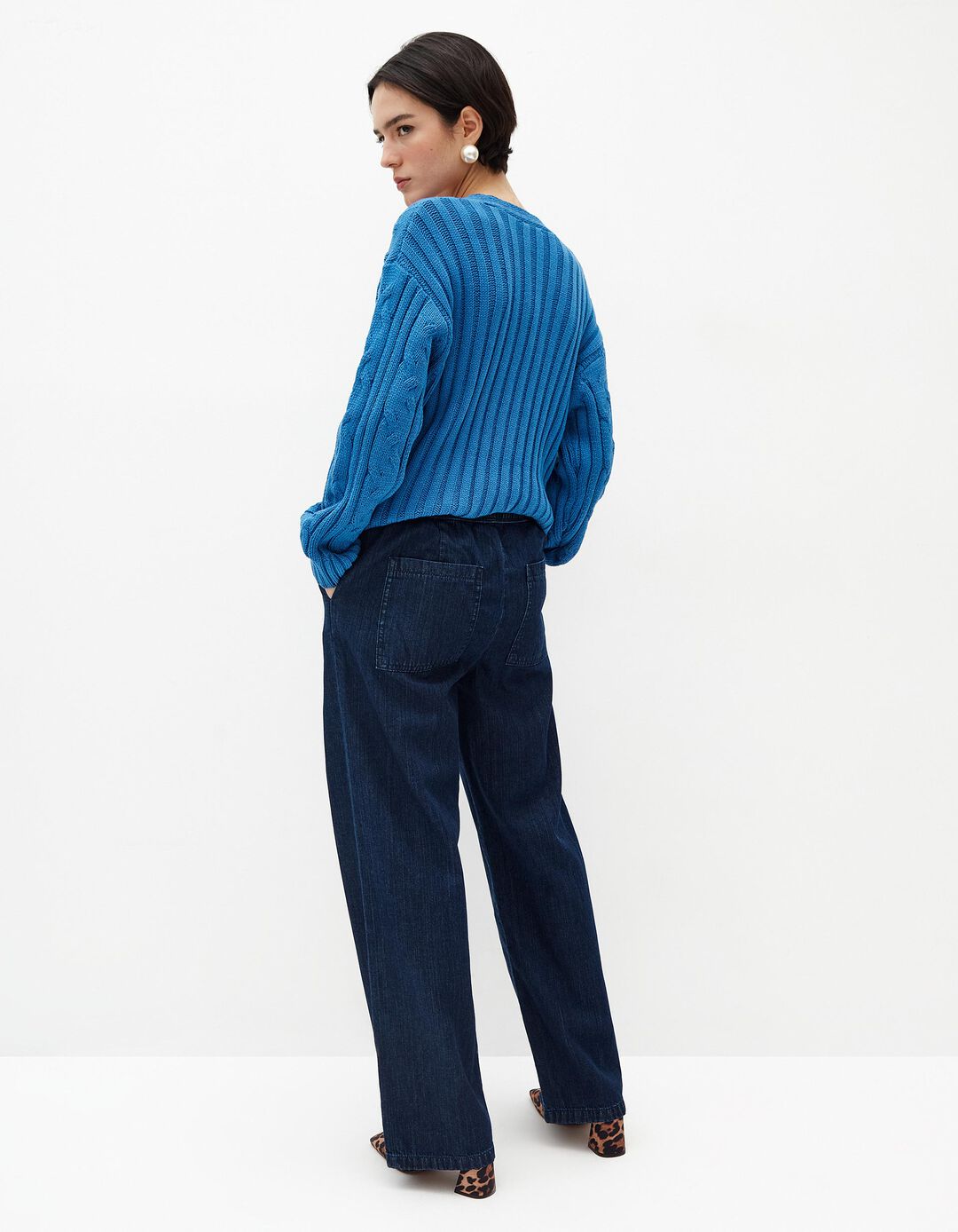 Calças 'Straight', Mulher, Azul Escuro 