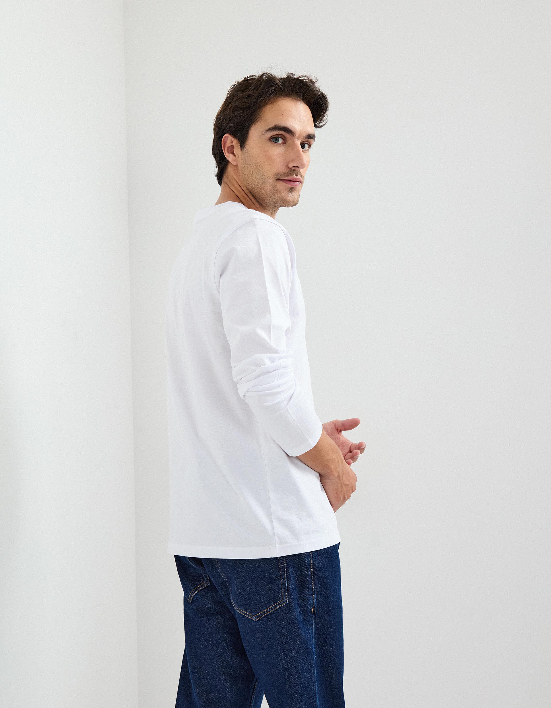 Comprar Online T-shirt de Manga Comprida, Homem, Branco