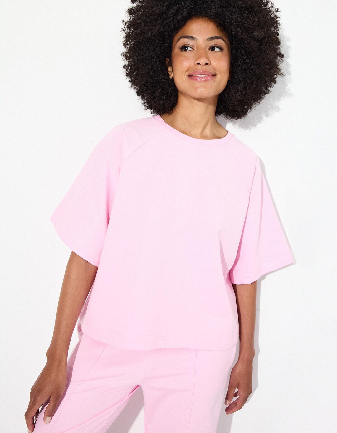 T-shirt Fleece, Mulher, Rosa