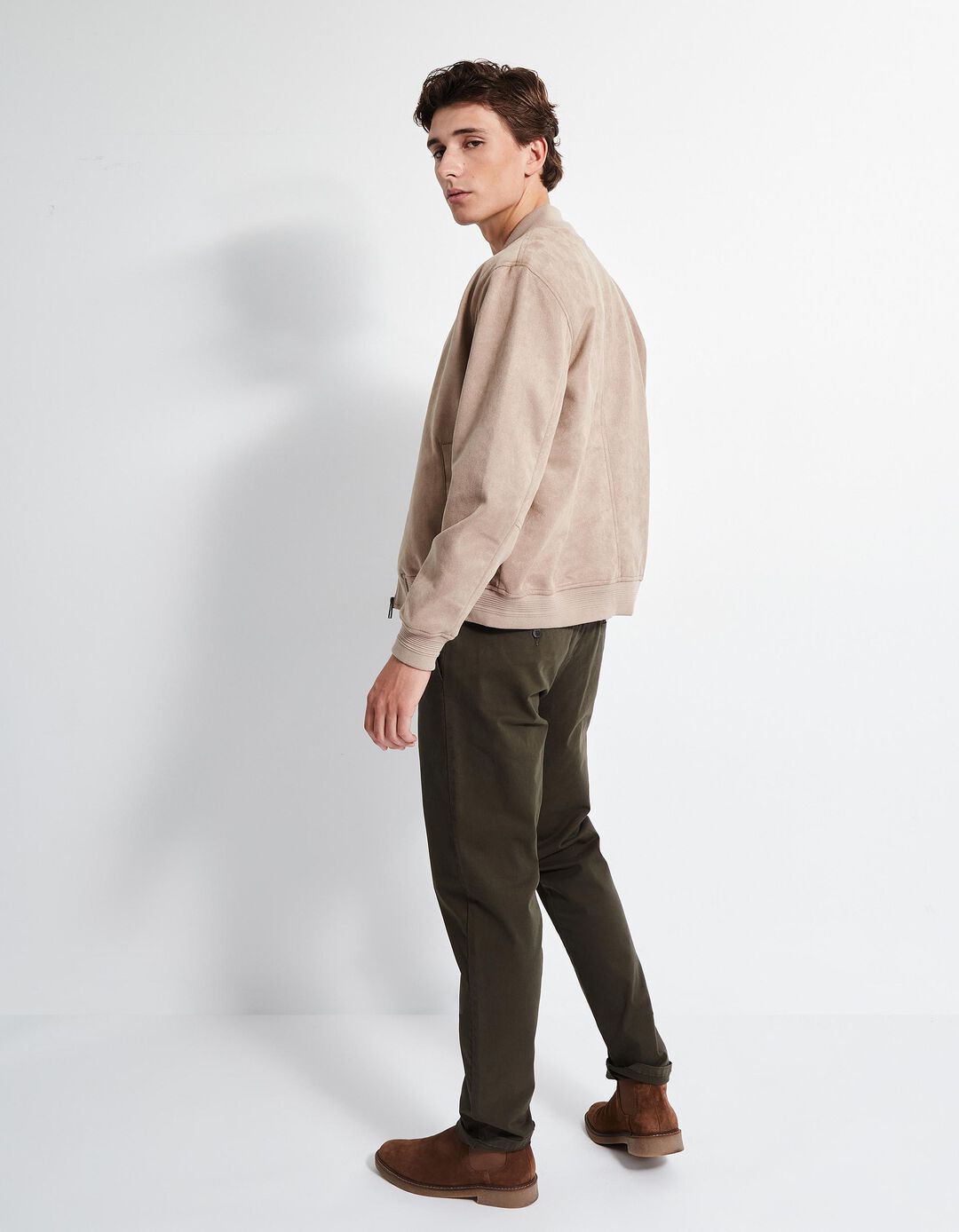 Calças Chino Slim, Homem, Verde Escuro