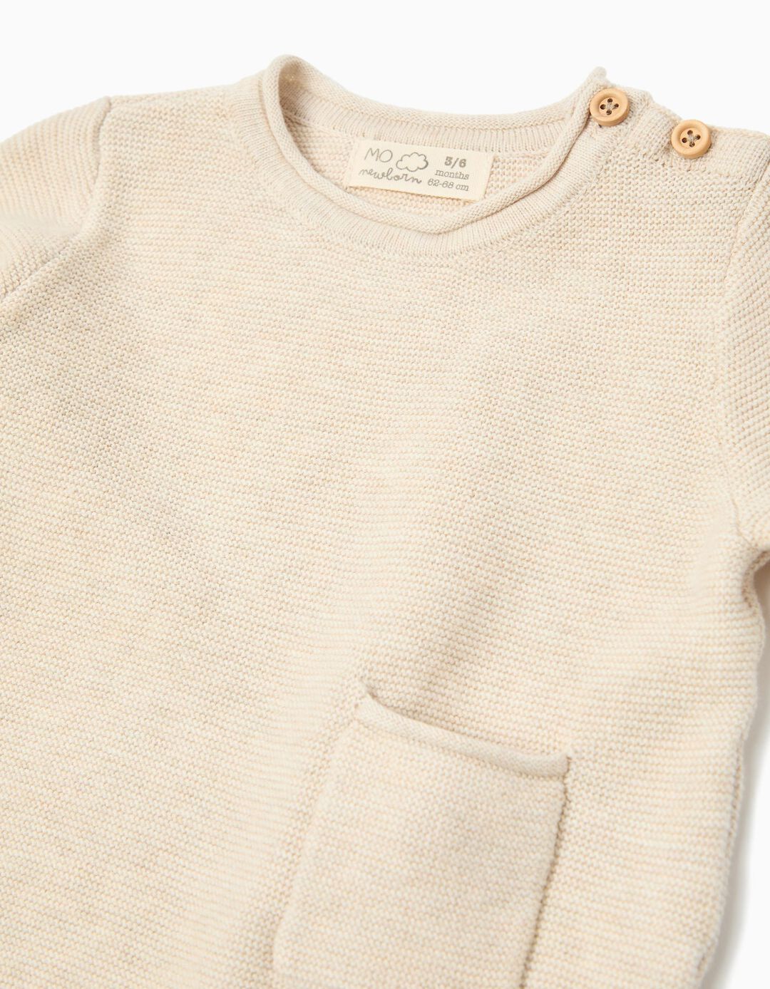 Camisola de Malha, Rec&eacute;m-Nascido, Bege Claro