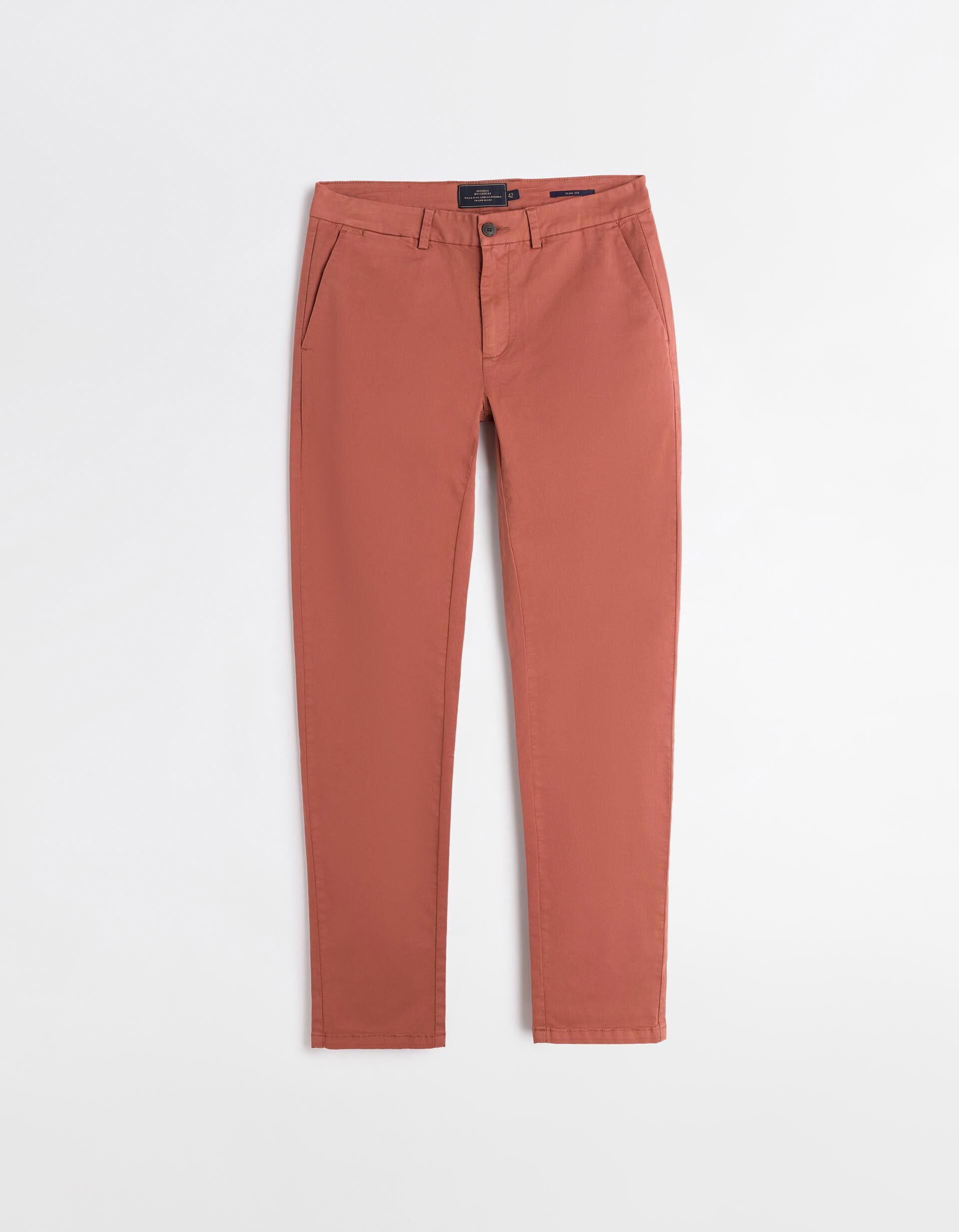 Comprar Online Cal&ccedil;as Chino Slim, Homem, Laranja Escuro
