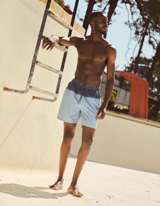 Comprar Online Calções de Banho com Contraste, Homem, Azul Escuro 