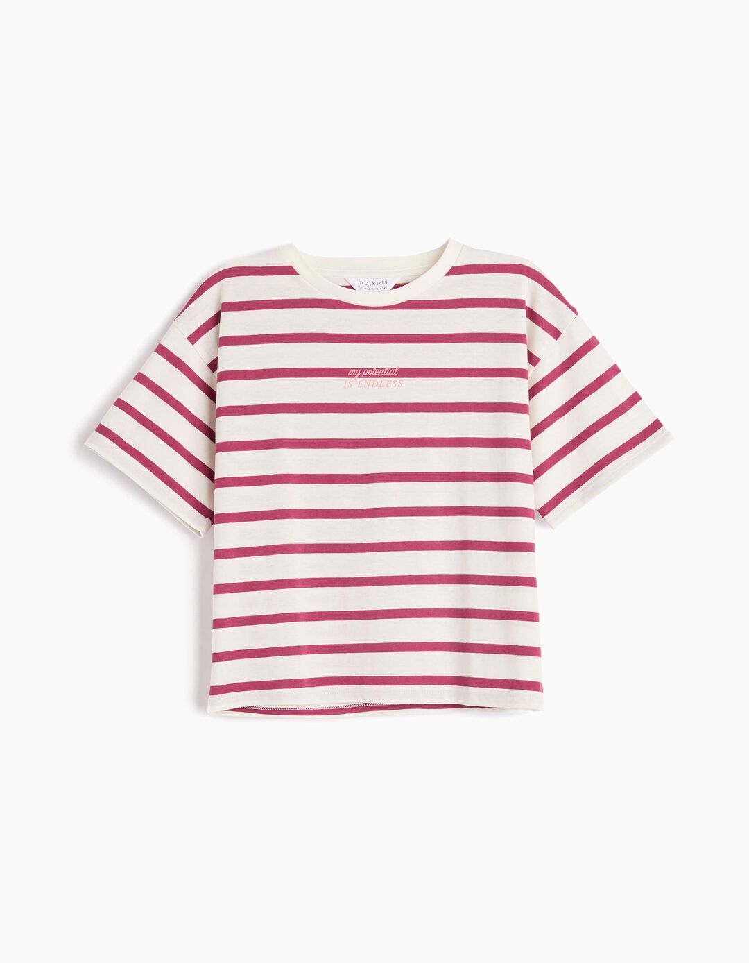 T-shirt Riscas, Menina, Vermelho