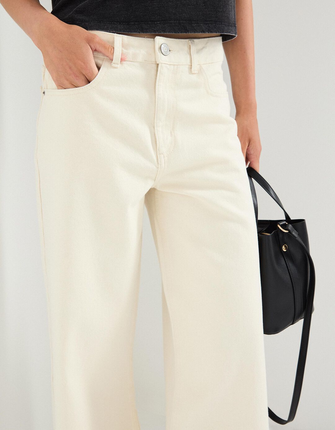 Calças Culotte, Mulher, Bege Claro
