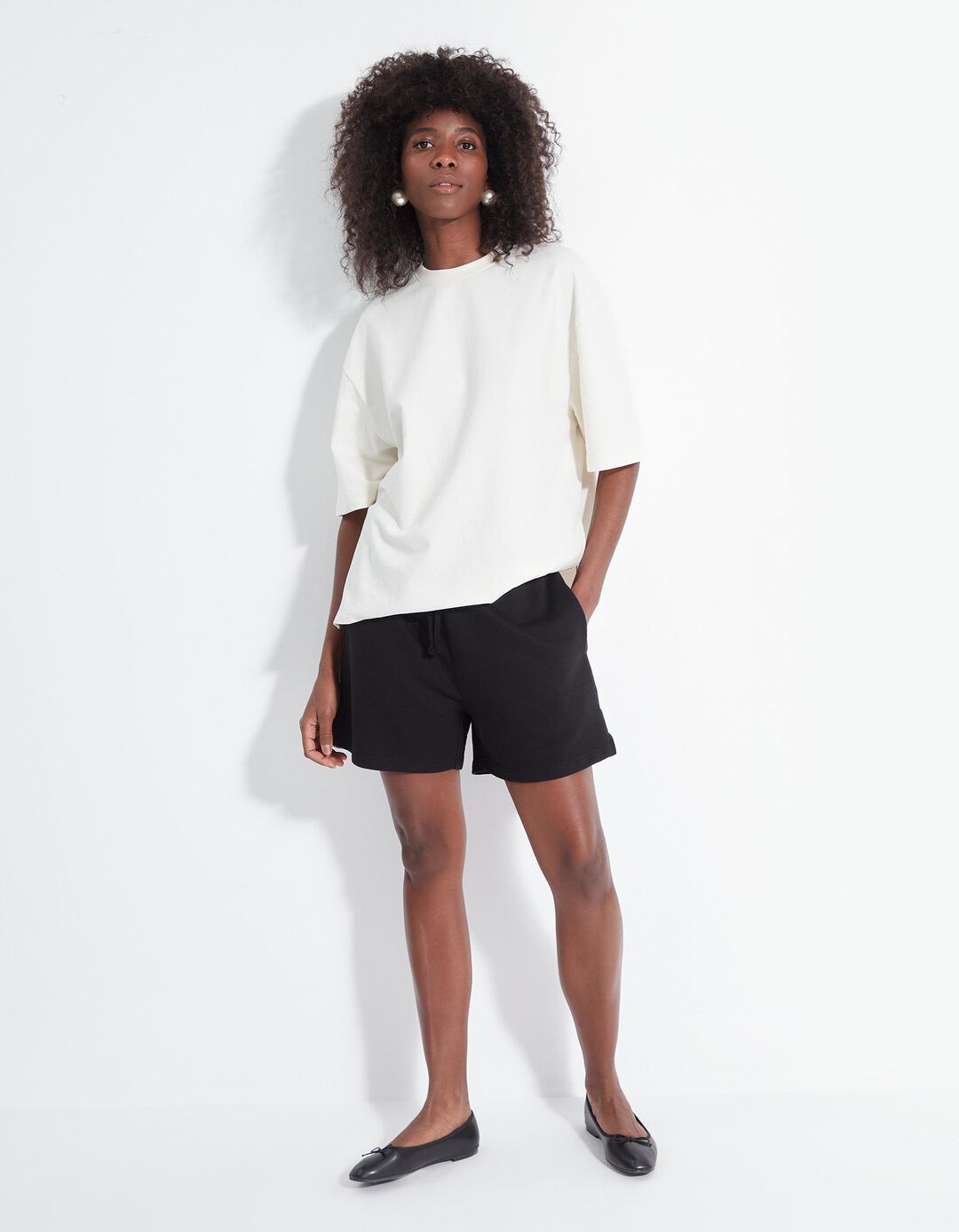 Calções Fleece, Mulher, Preto