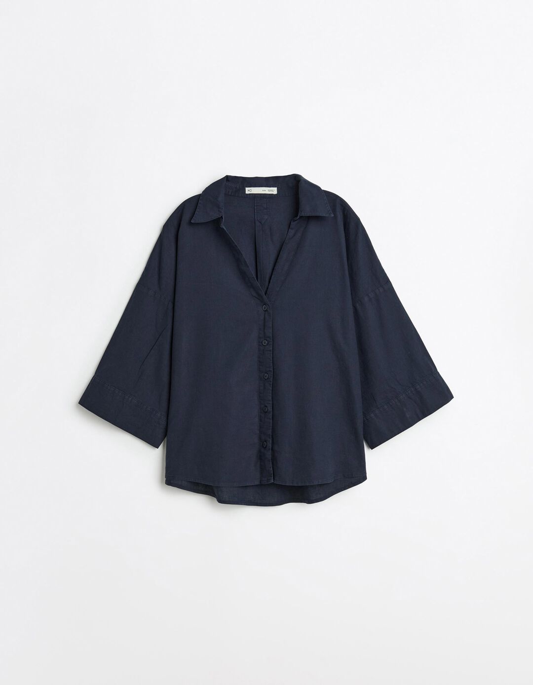 Blusa com Linho, Mulher, Azul Escuro