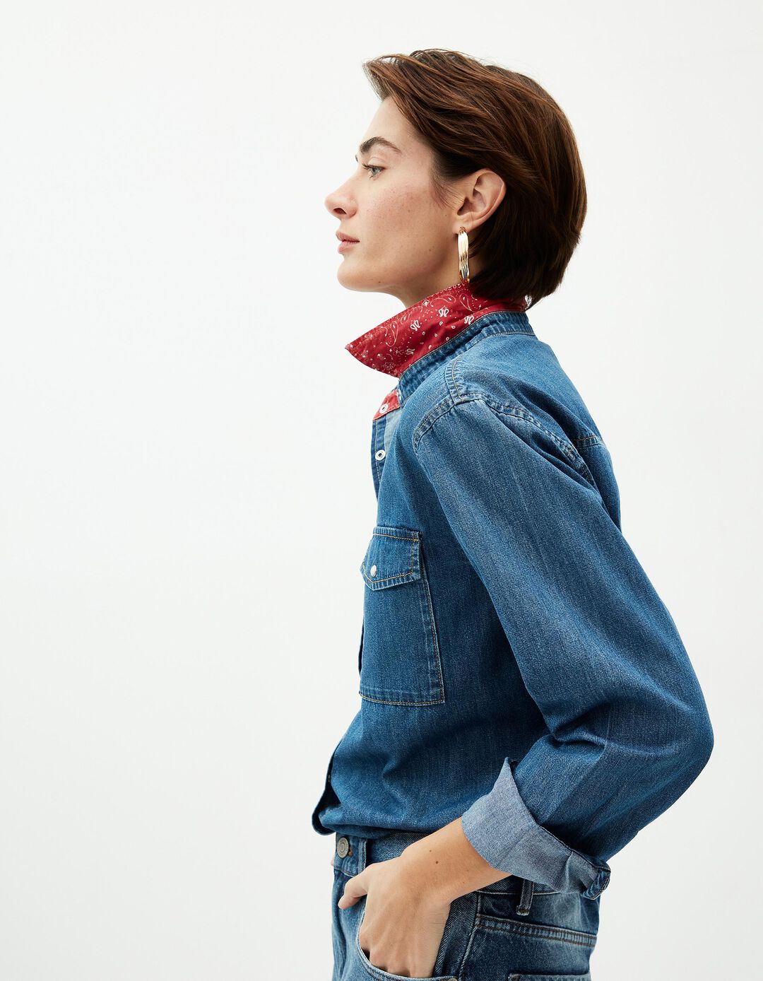 Sobrecamisa de Ganga, Mulher, Azul
