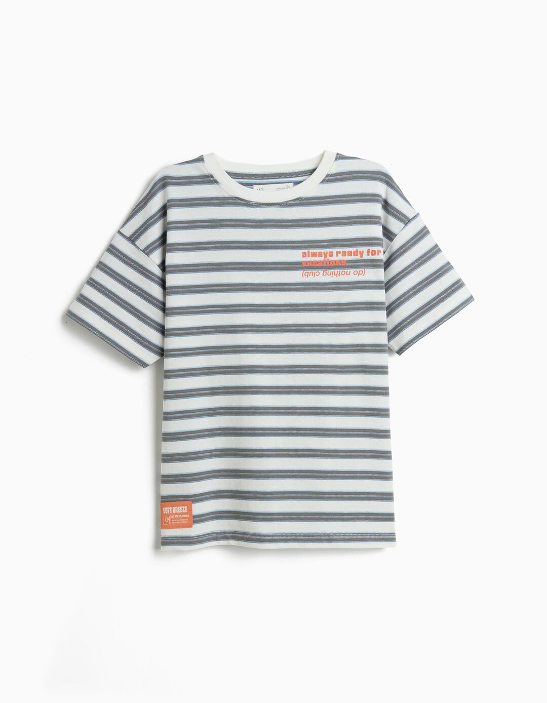 T-shirt &agrave;s Riscas, Menino, Cinzento