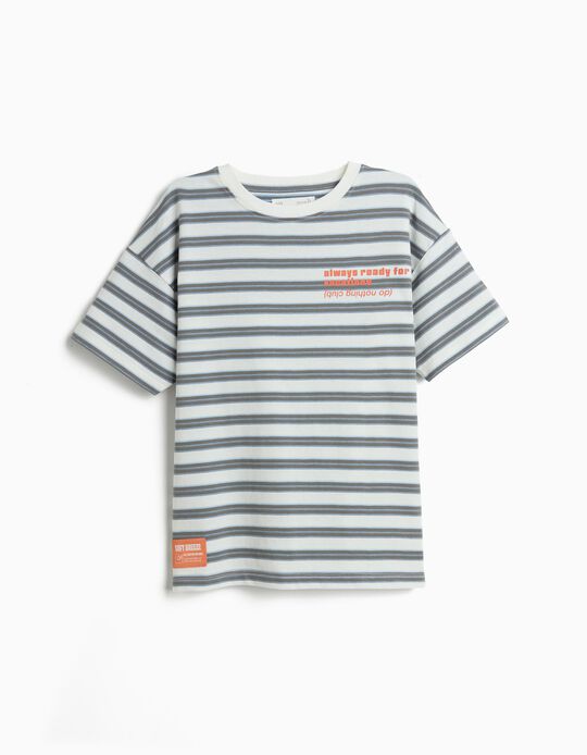 Comprar Online T-shirt &agrave;s Riscas, Menino, Cinzento