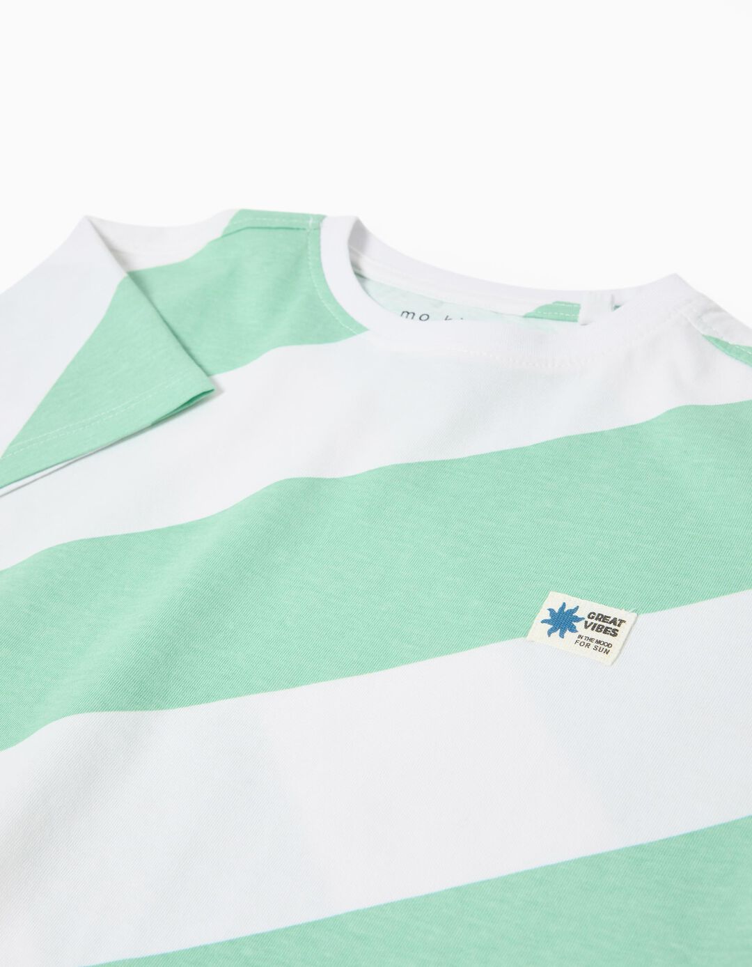 T-shirt Riscas, Menino, Verde Claro 