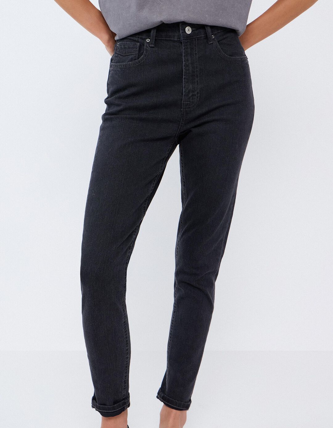 Cal&ccedil;as Skinny Fit, Mulher, Cinzento Escuro