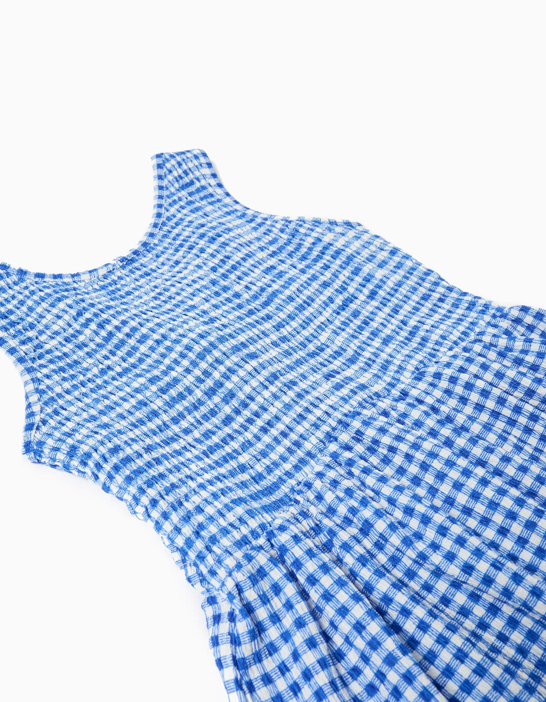 Vestido com Padrão Vichy, Menina, Azul 
