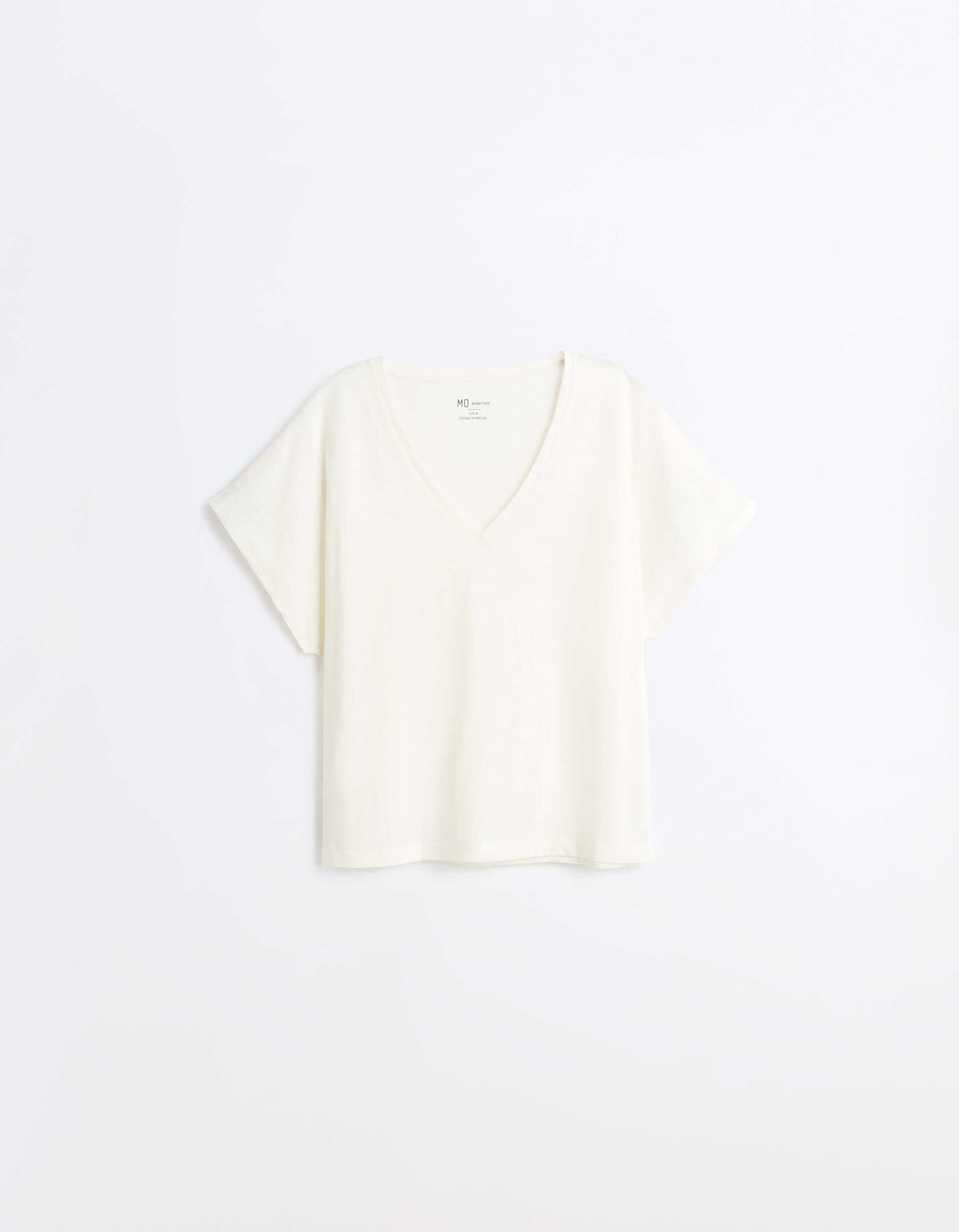 Comprar Online T-shirt Decote em V, Mulher, Cru