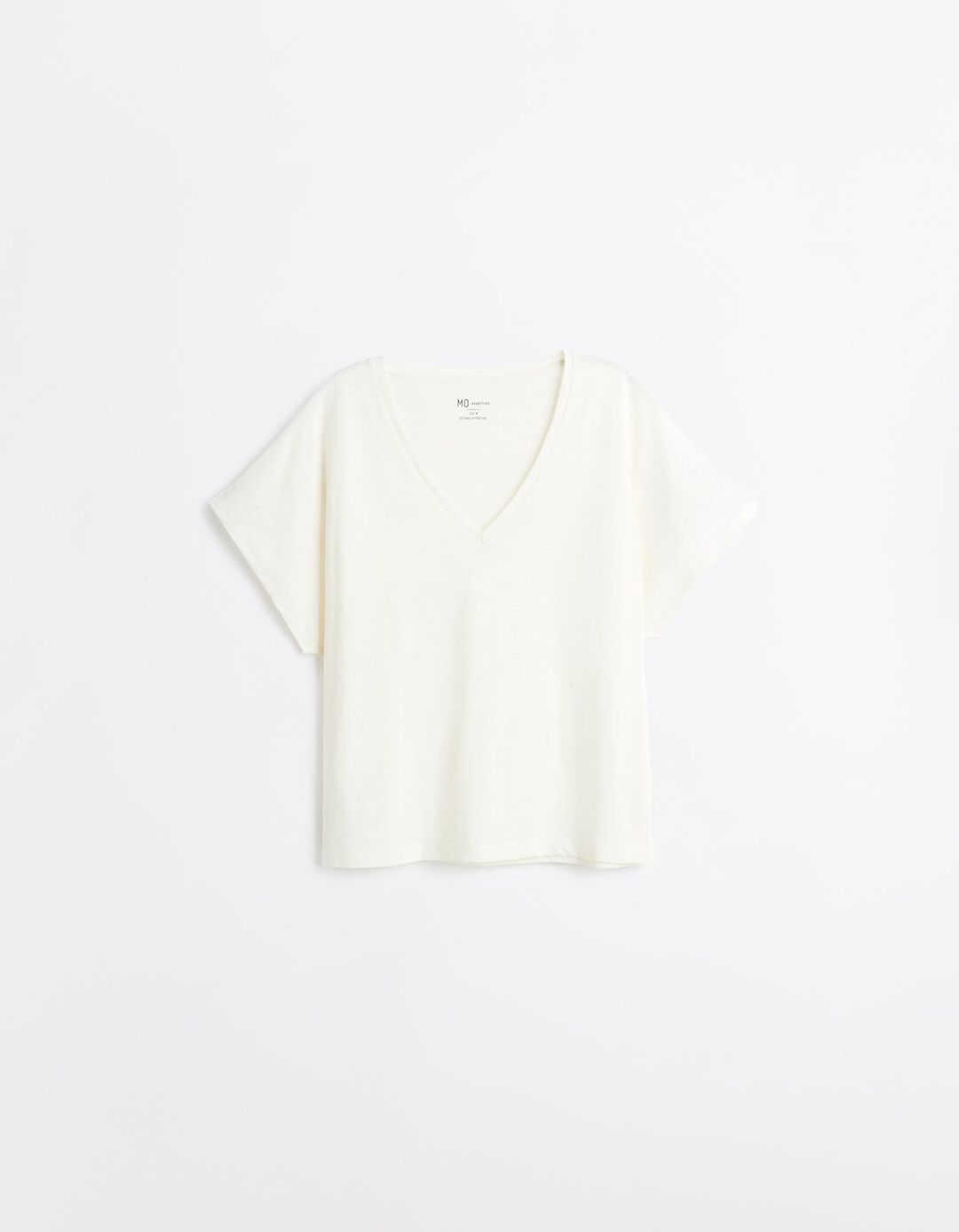 T-shirt Decote em V, Mulher, Cru