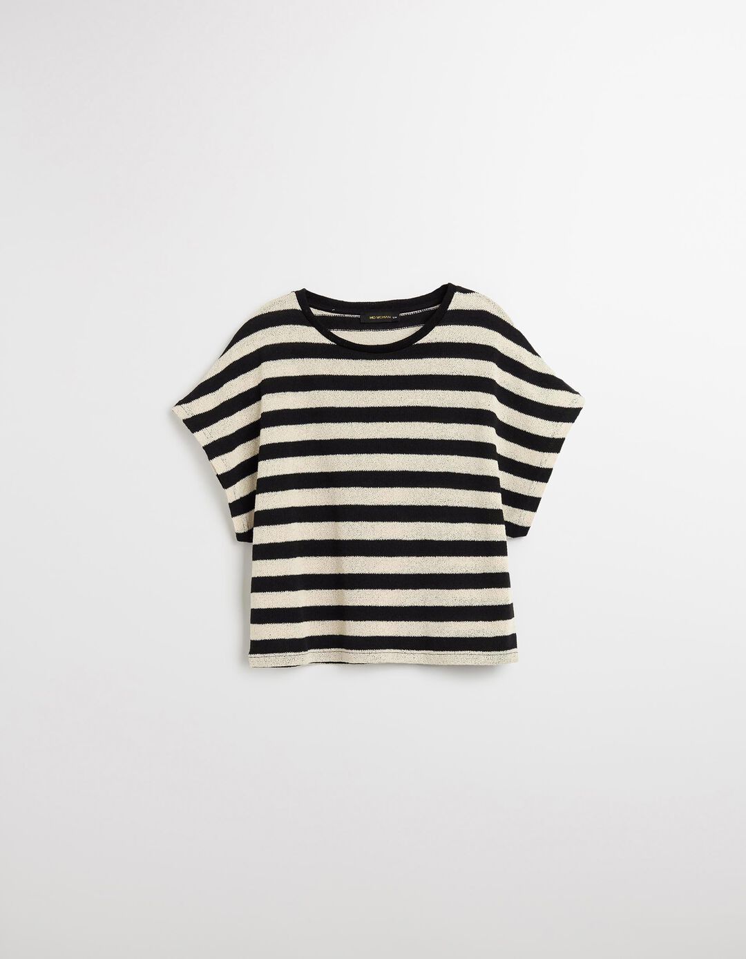 T-shirt de Riscas, Mulher, Preto