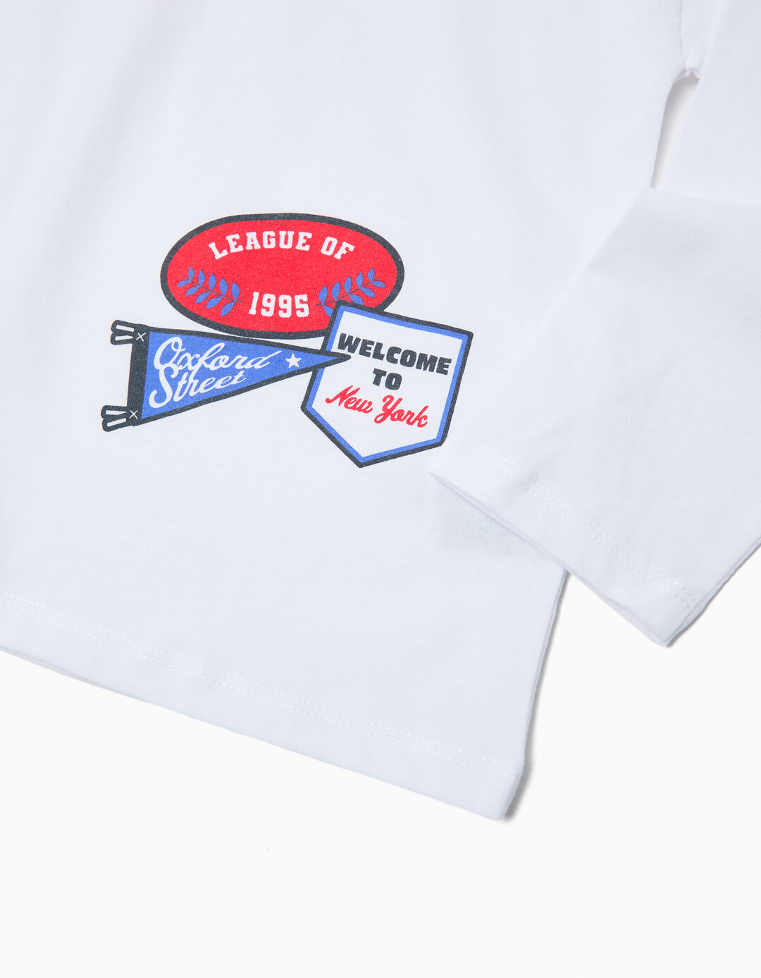 T-shirt de Manga Comprida, Menino, Branco