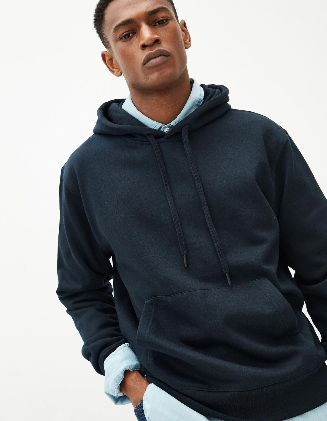 Sweatshirt de Felpa Capuz, Homem, Azul Escuro