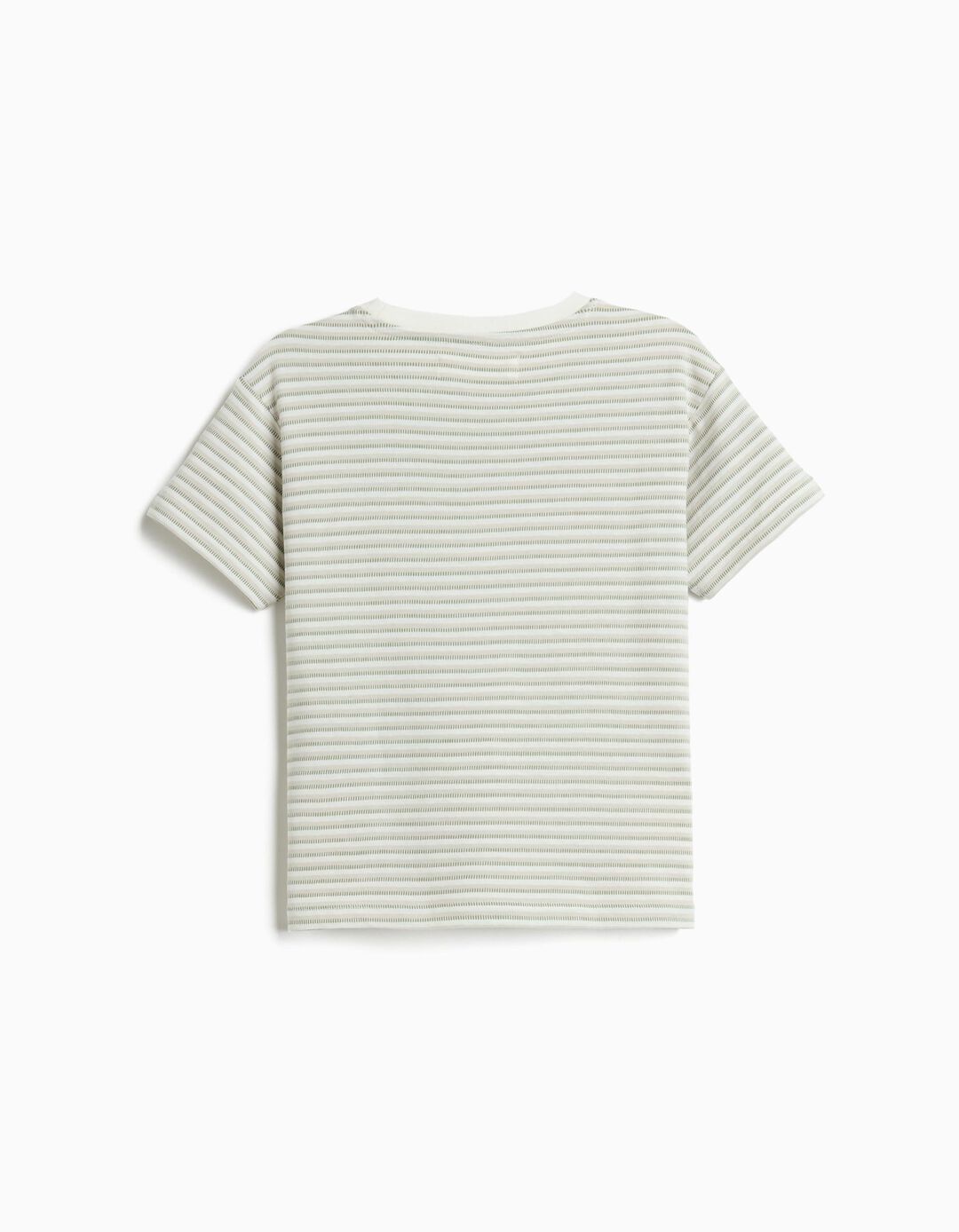 T-shirt &agrave;s Riscas, Menino, Verde Escuro