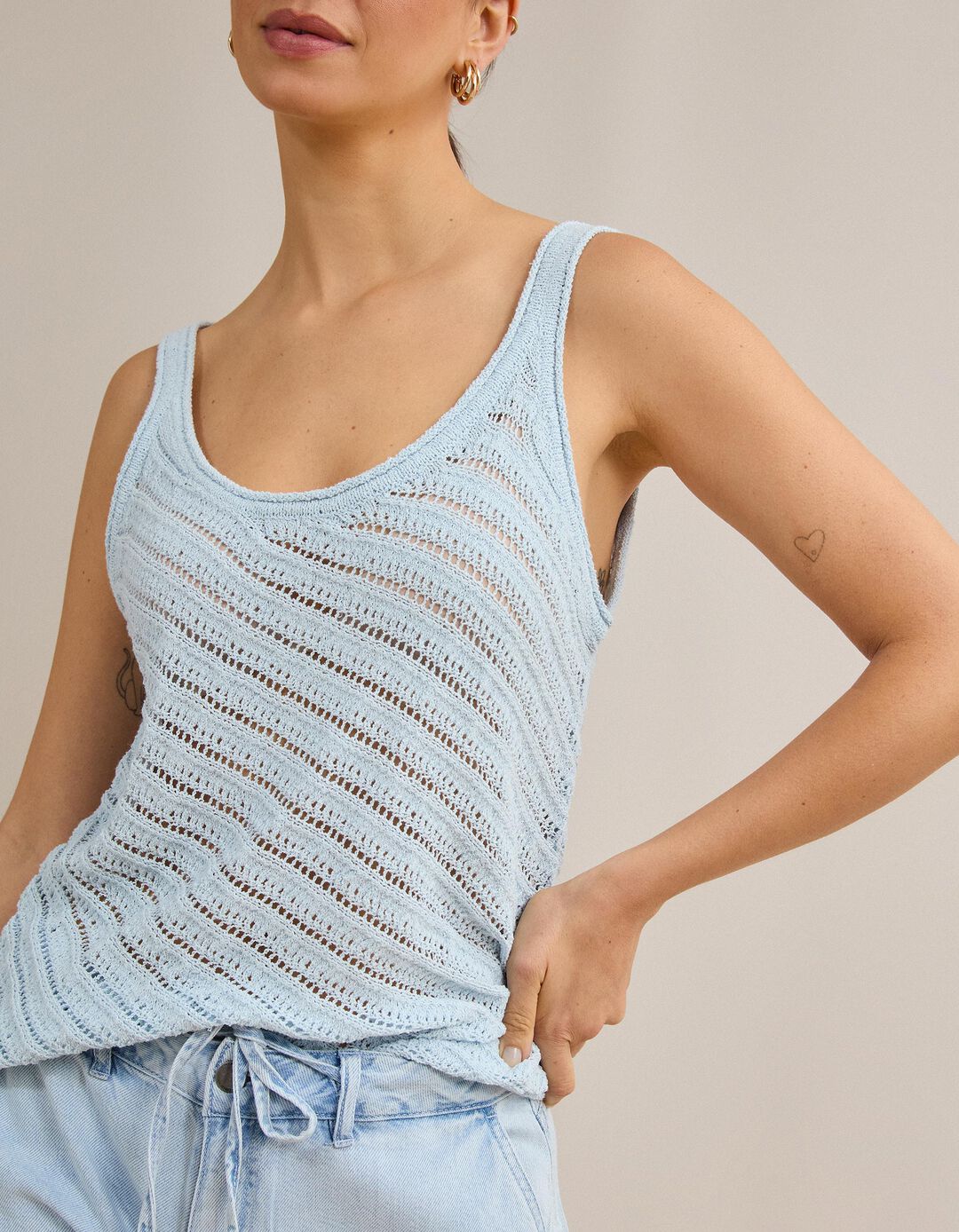 Top Tricotado, Mulher, Azul Claro