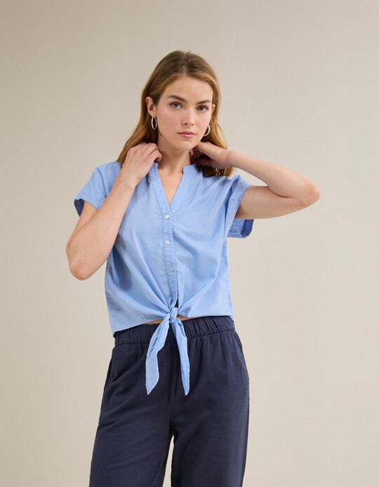 Comprar Online Blusa Com Linho, Mulher, Azul