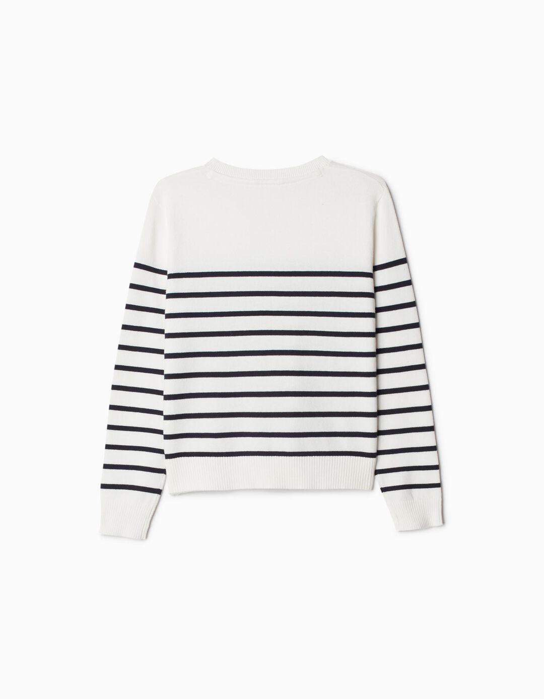 Camisola de Malha Riscas, Menina, Branco