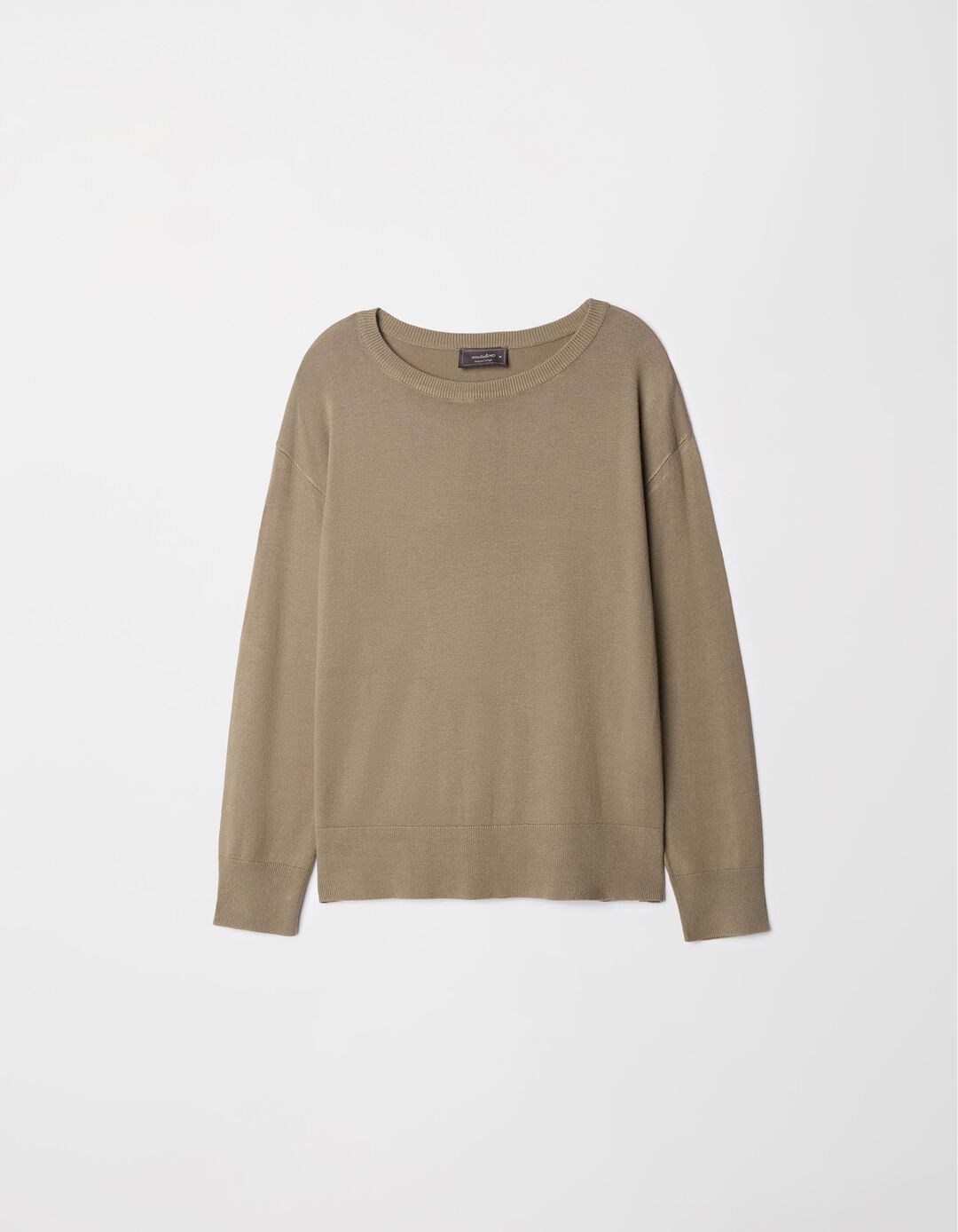 Camisola de Malha Decote Redondo, Mulher, Verde Escuro