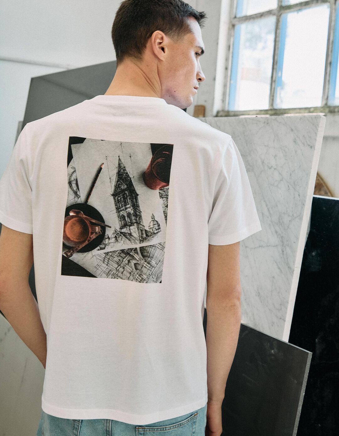 T-shirt Print, Homem, Branco