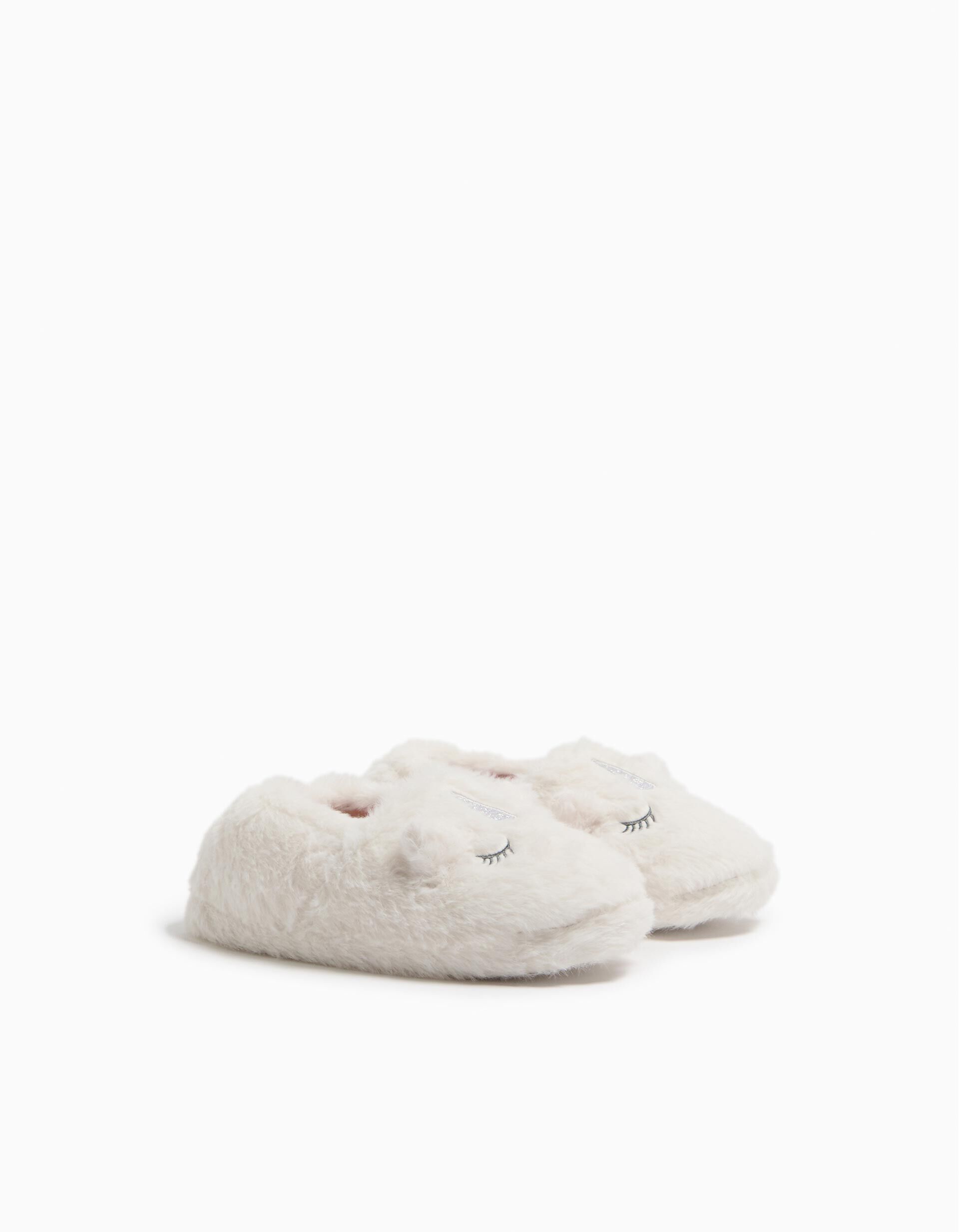 Comprar Online Pantufas Pelo Unic&oacute;rnio, Menina, Bege Claro