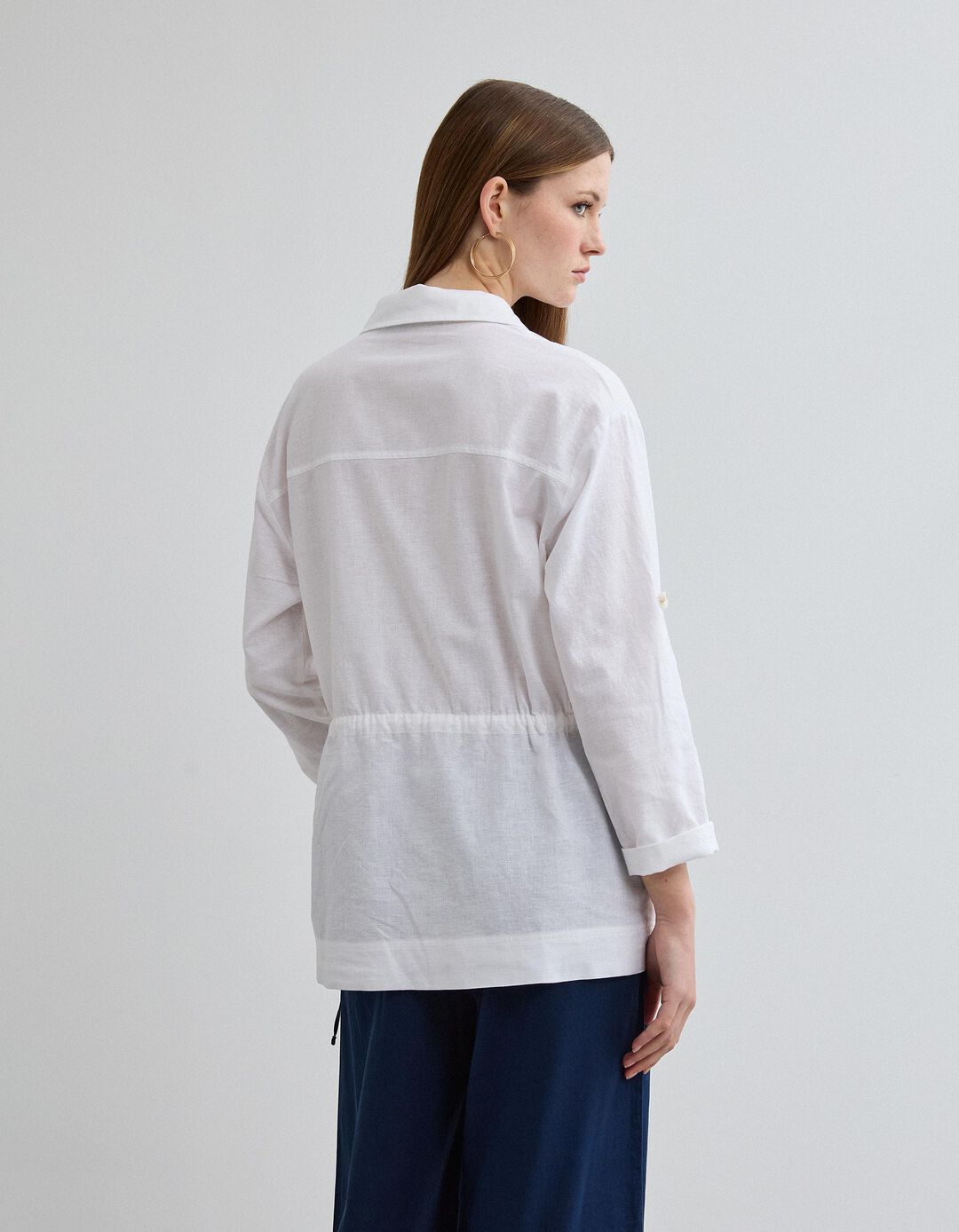 Sobrecamisa com Linho, Mulher, Branco