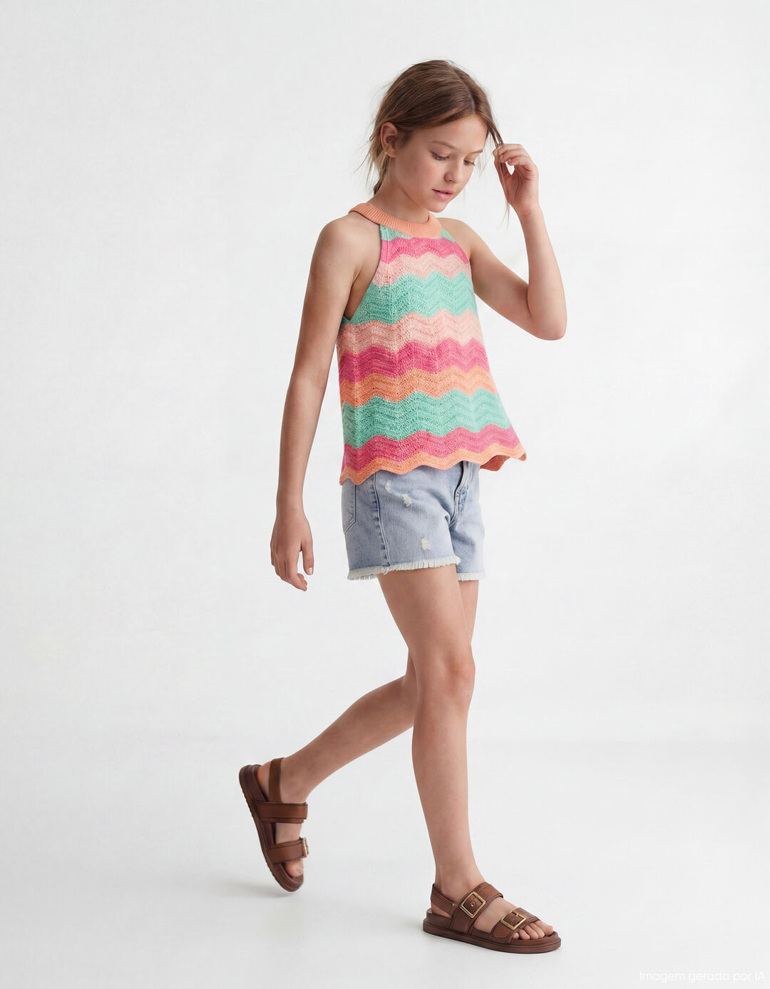 Top Crochet, Menina, Laranja Claro