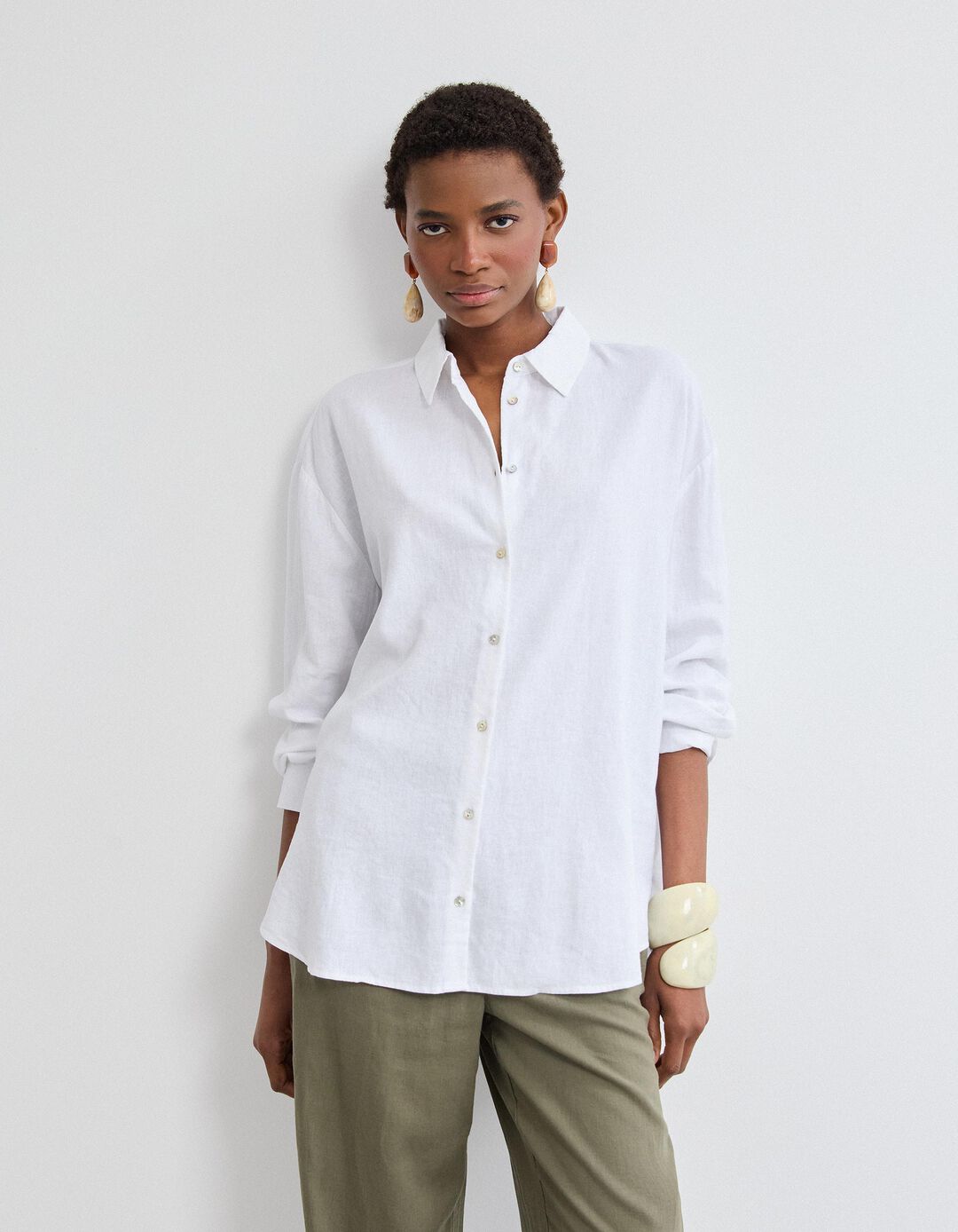 Camisa com Linho, Mulher, Branco