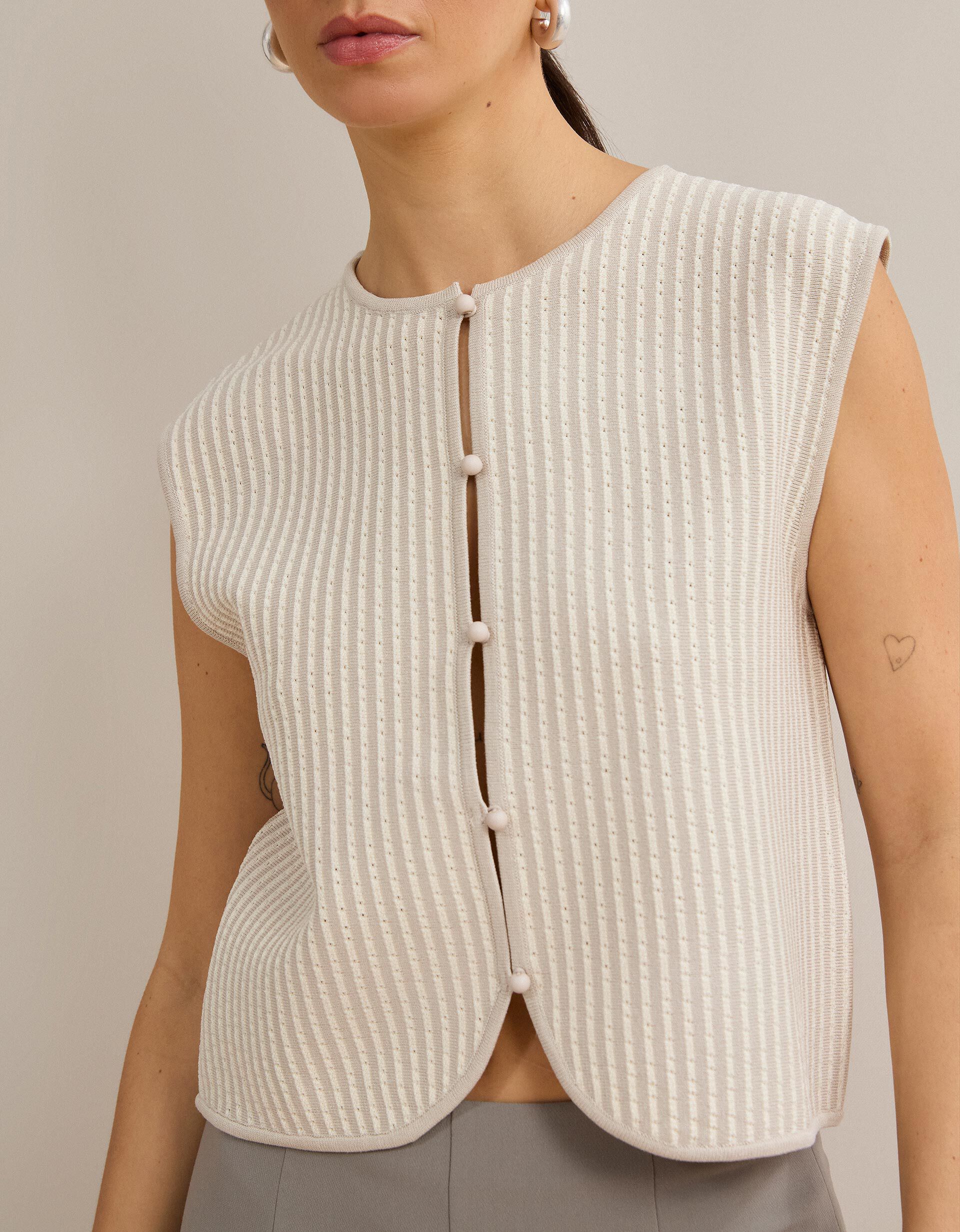 Comprar Online Colete Tricotado, Mulher, Cru