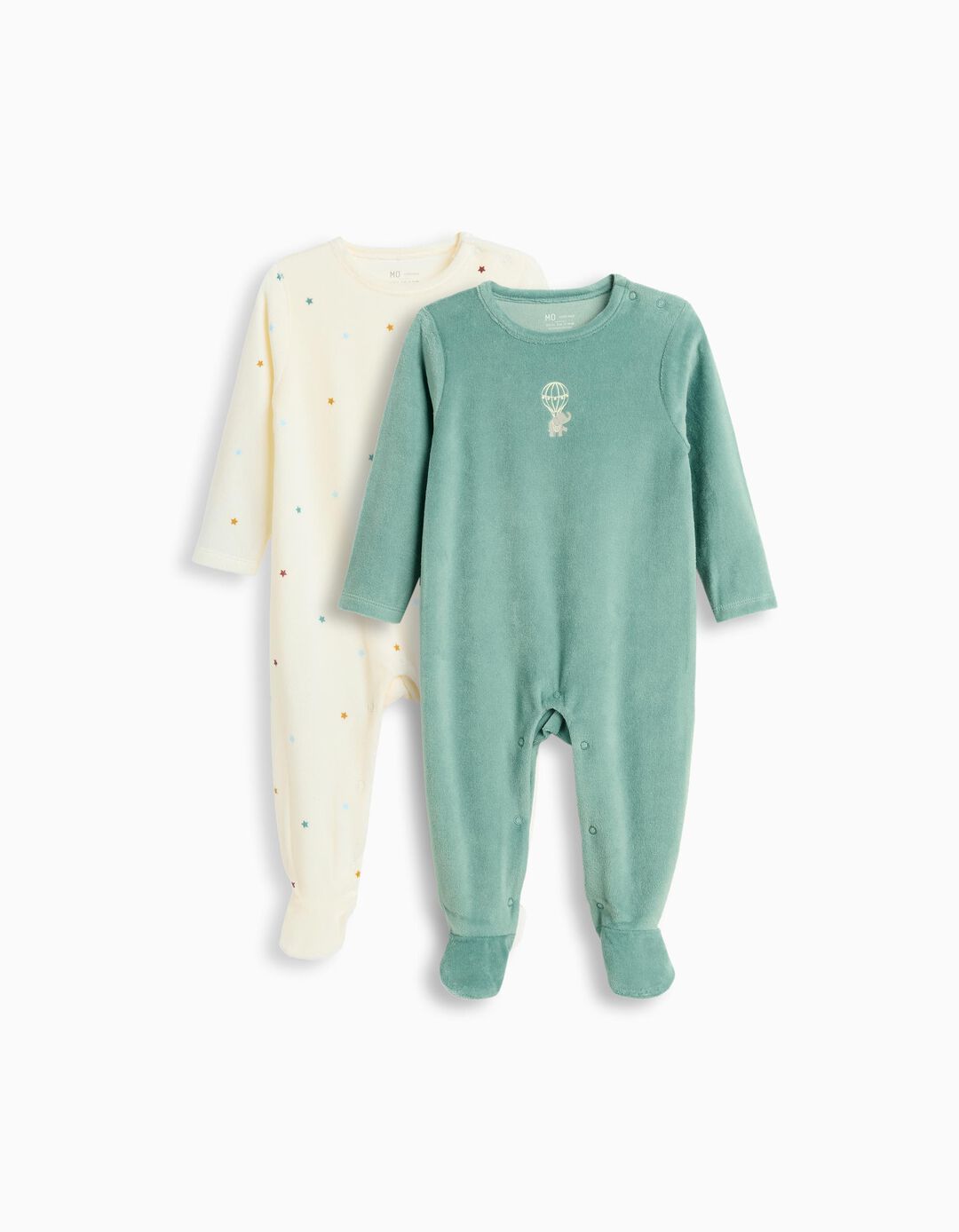 Pack 2 Babygrows Veludo, Rec&eacute;m-Nascido, Verde Escuro