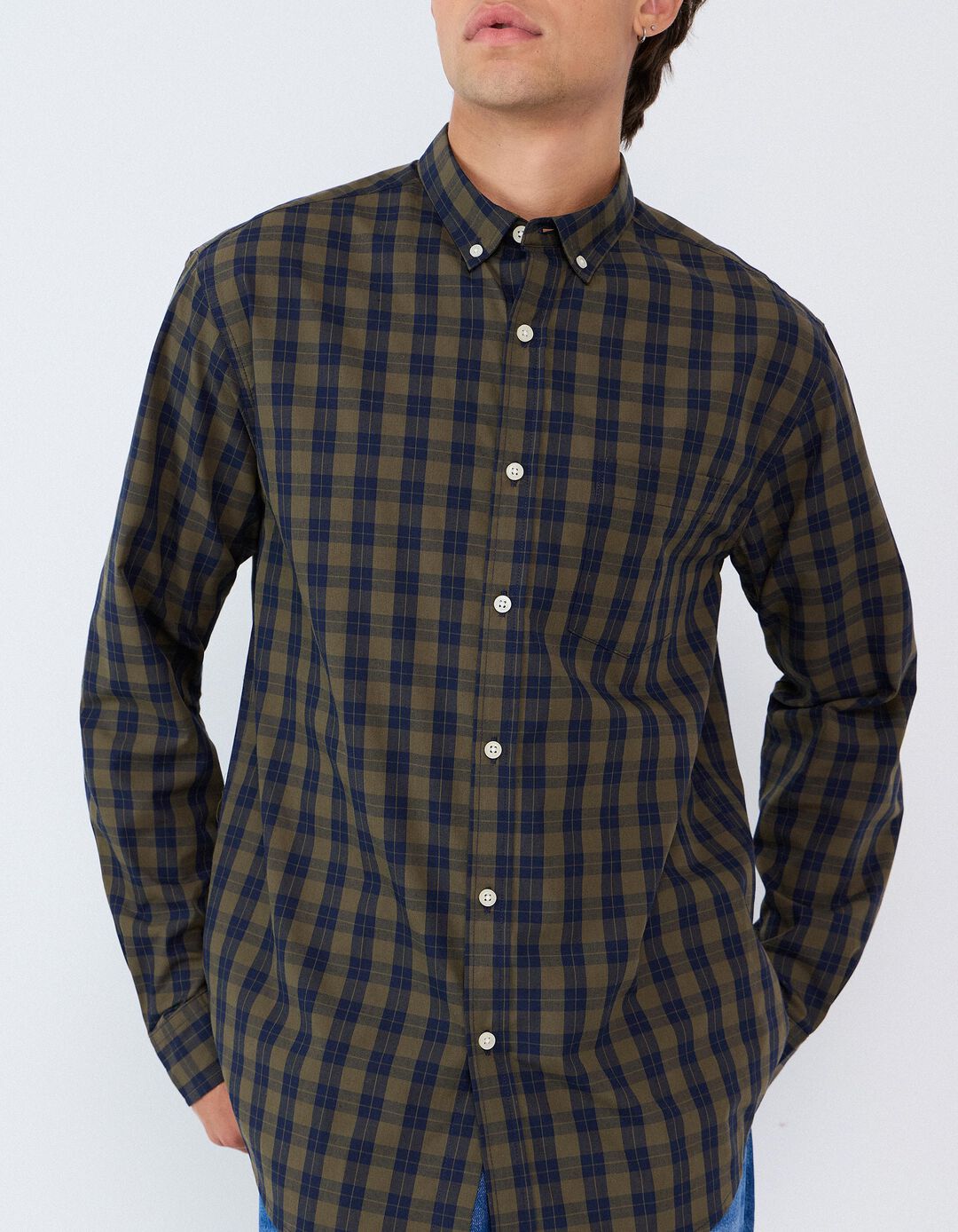 Camisa De Popelina, Homem, Verde Escuro