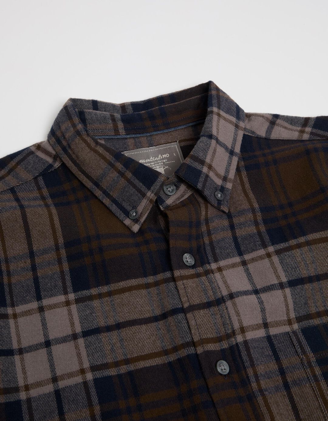 Camisa de Manga Comprida Xadrez Flanela, Homem, Castanho Escuro