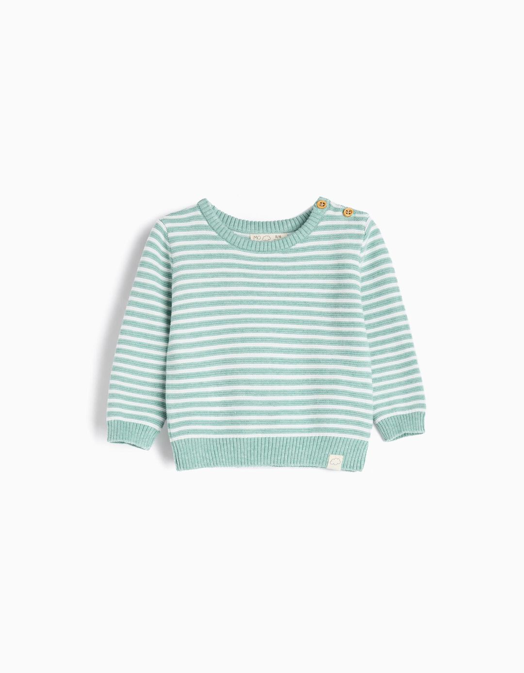 Camisola de Malha Riscas, Recém-nascido, Verde Claro