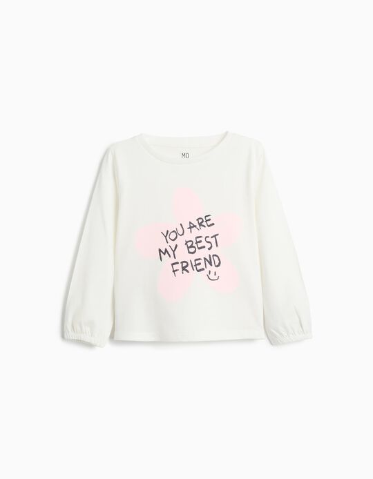 Comprar Online T-shirt Estampada Manga Comprida, Menina, Branco