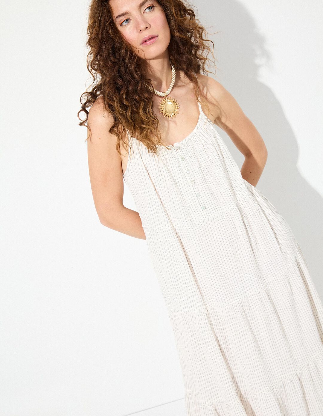 Vestido com Botões, Mulher, Branco