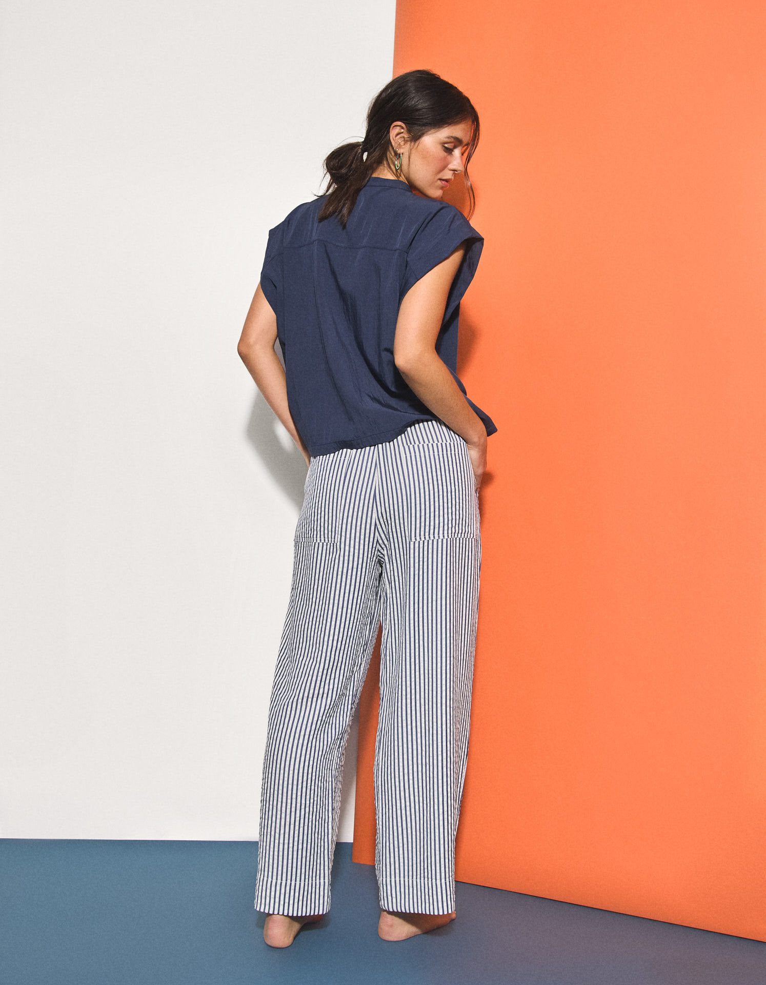 Comprar Online Cal&ccedil;as Riscas, Mulher, Azul Escuro