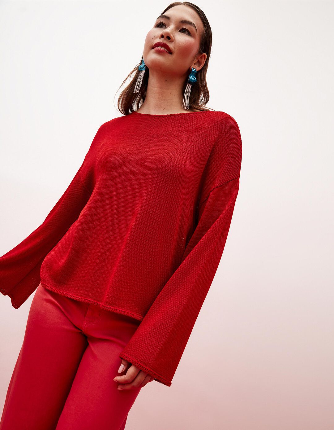Camisola de Malha, Mulher, Vermelho Escuro