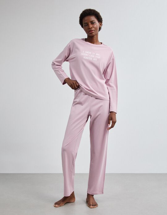Comprar Online Pijama Jersey Estampado, Mulher, Rosa Claro