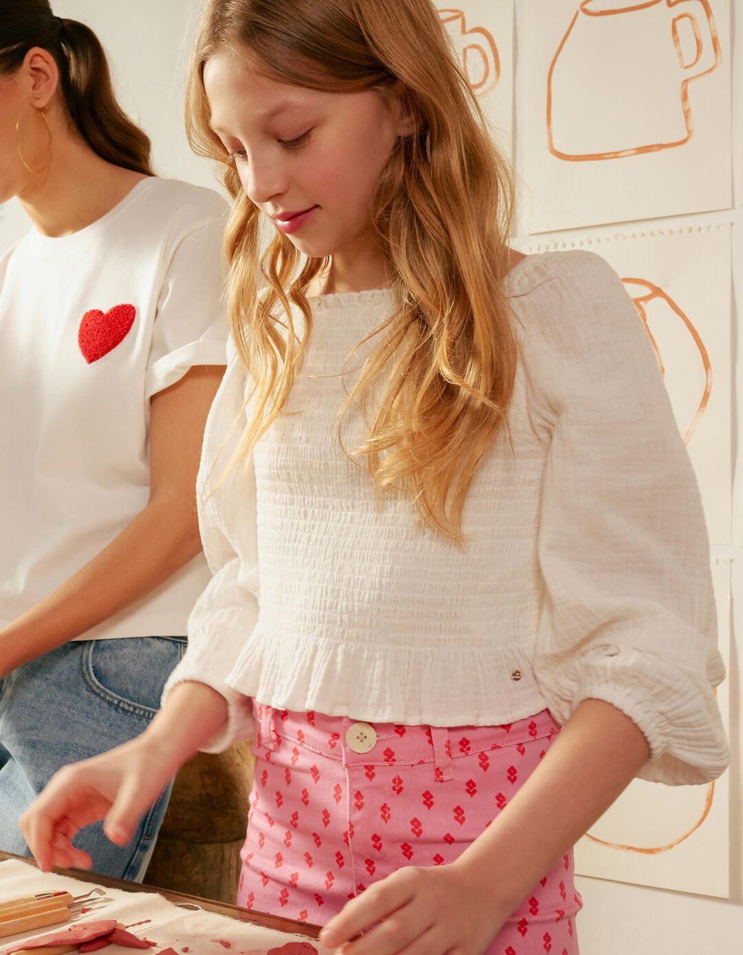 Blusa de Manga Comprida, Menina, Branco