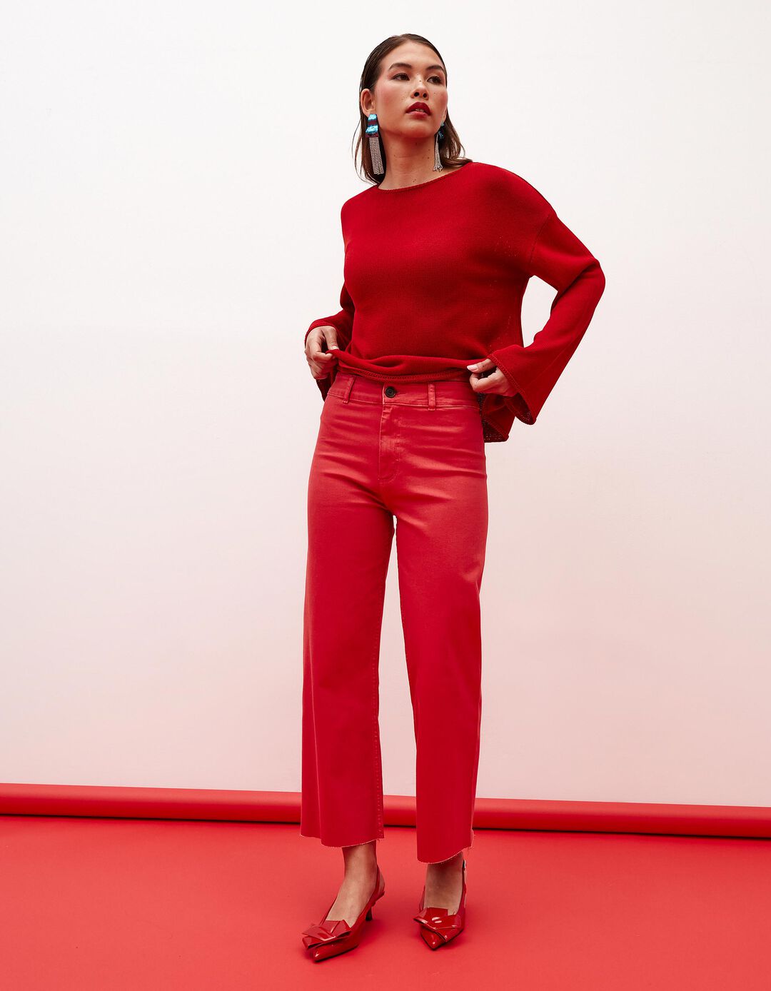 Calças de Ganga Marine, Mulher, Vermelho Escuro 
