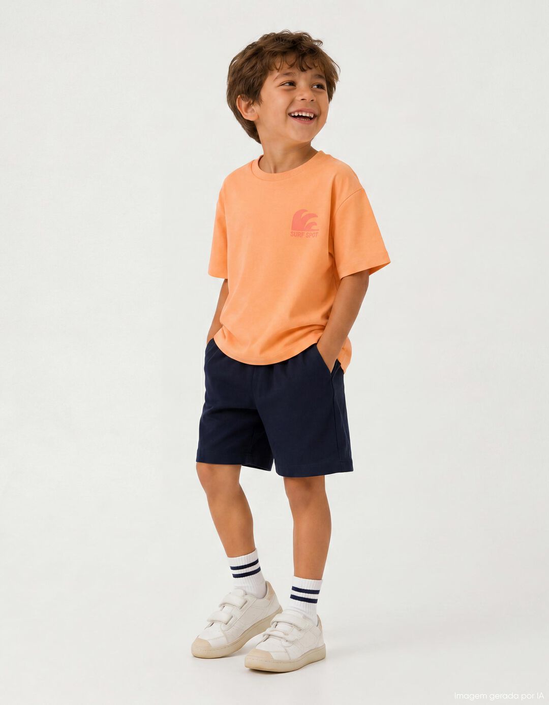 Conjunto T-shirt e Cal&ccedil;&otilde;es, Menino, Laranja Claro
