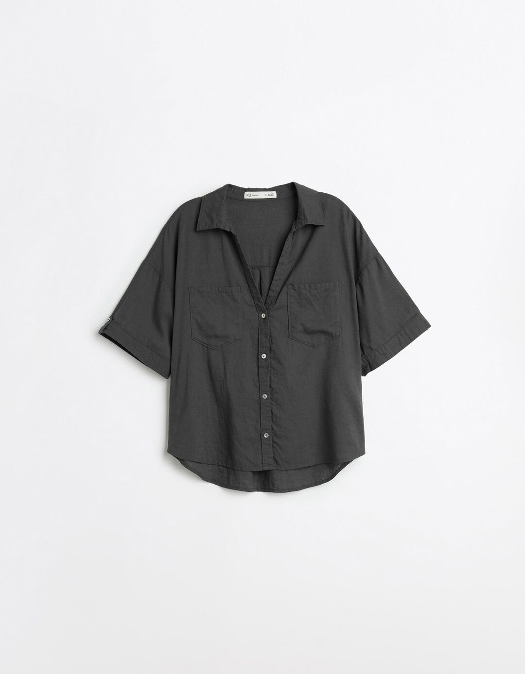 Camisa com Linho, Mulher, Cinzento Escuro