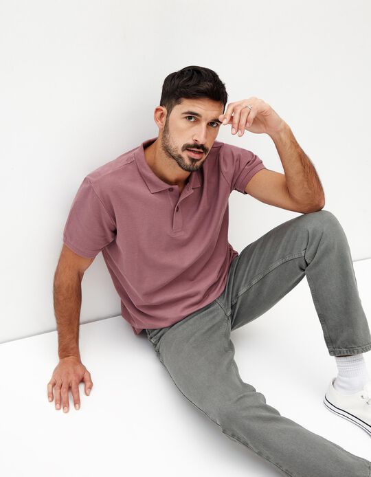 Comprar Online Polo Piquet Manga Curta, Homem, Rosa Escuro