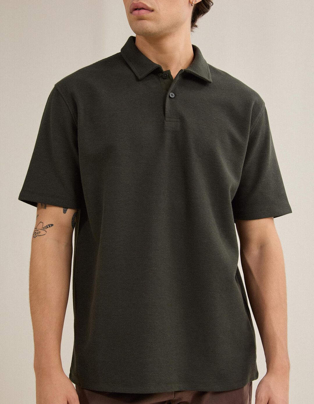 Polo Estruturado, Homem, Verde Escuro